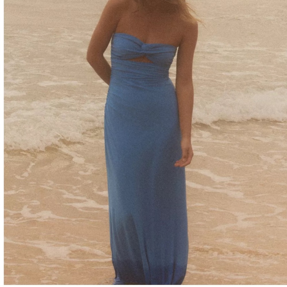 Zara NWT blue cutout maxi occasion dress - Picture 2 of 11